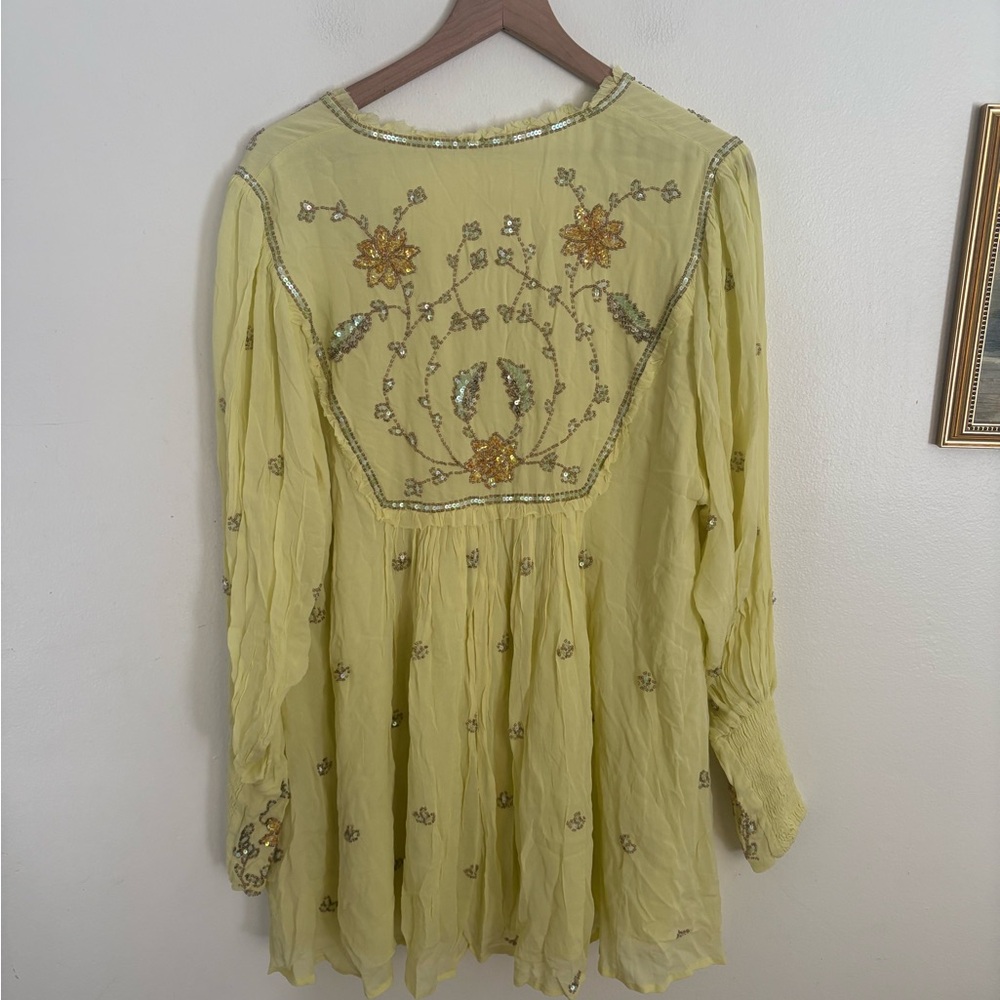 Free People Bali Golden Sun Mini Dress Jeweled Boho Chic Women’s Medium NWOT - Picture 6 of 10